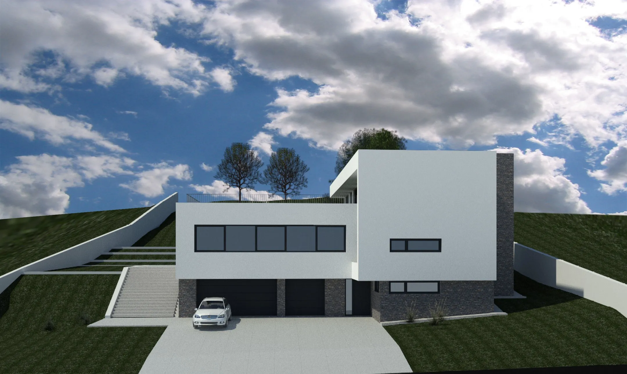 Rodinný dom v údolí — vizualizácia