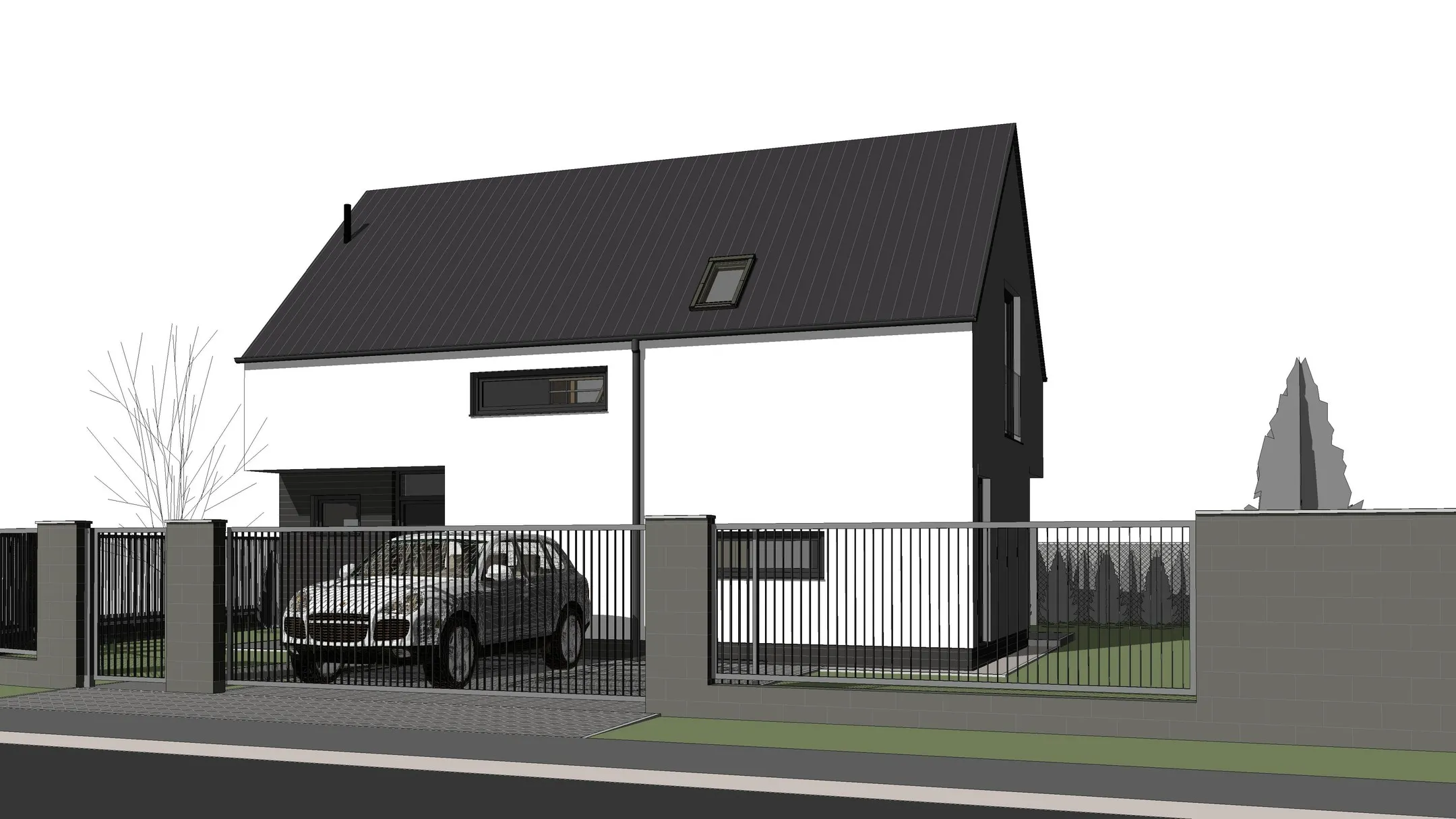 Prístavba rodinného domu — z ulice